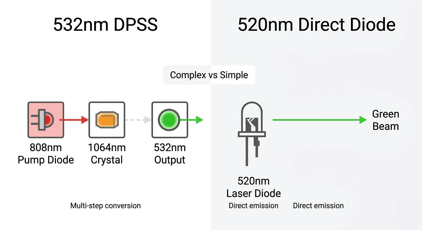 532nm vs 520nm Green Laser: DPSS vs Direct Diode Explained image 1