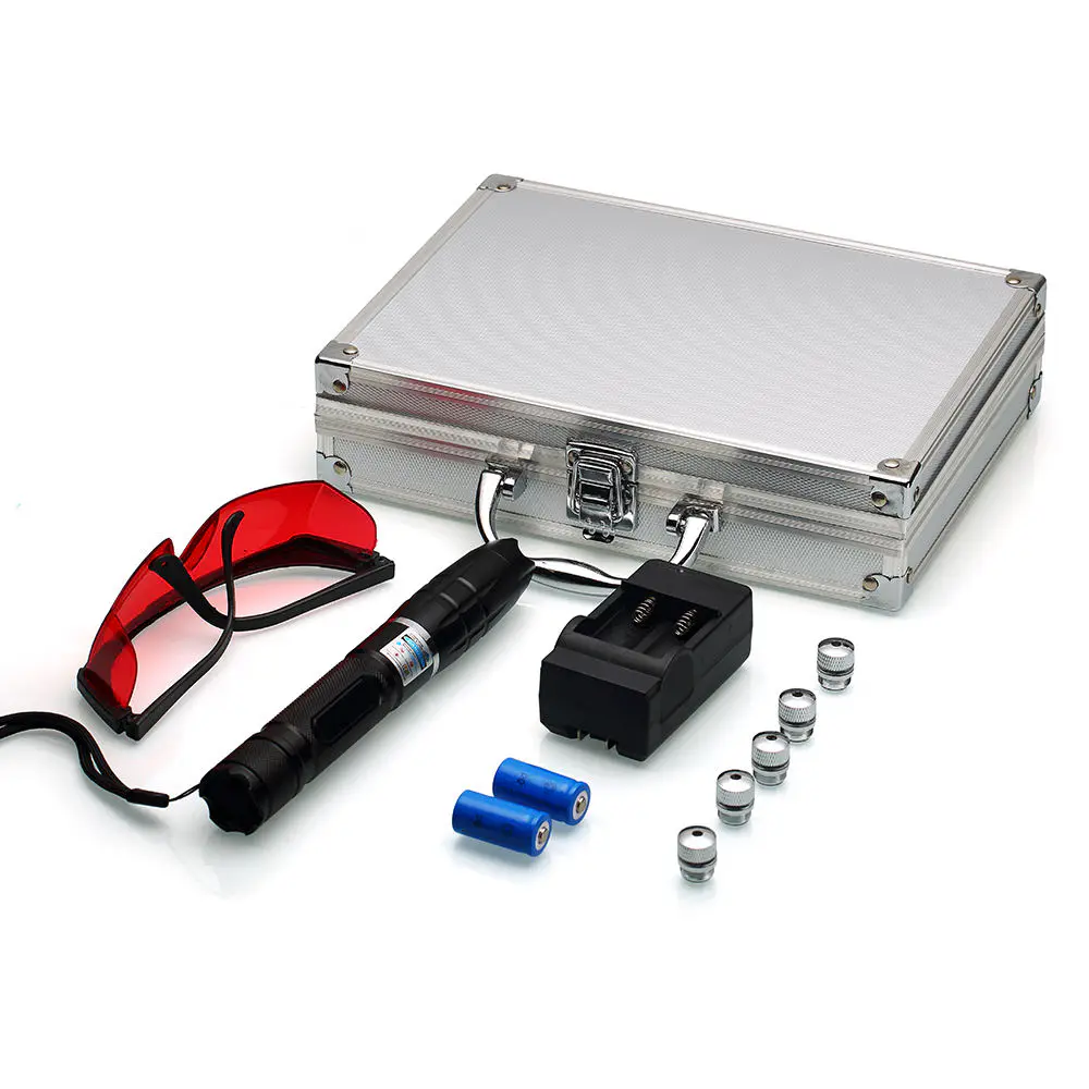 High Power Blue Laser Pointer 1200mw 450nm Adjustable Focus, SKU B014, 1200mw power, 450nm Blue laser wavelength, Black color, product thumbnail 3