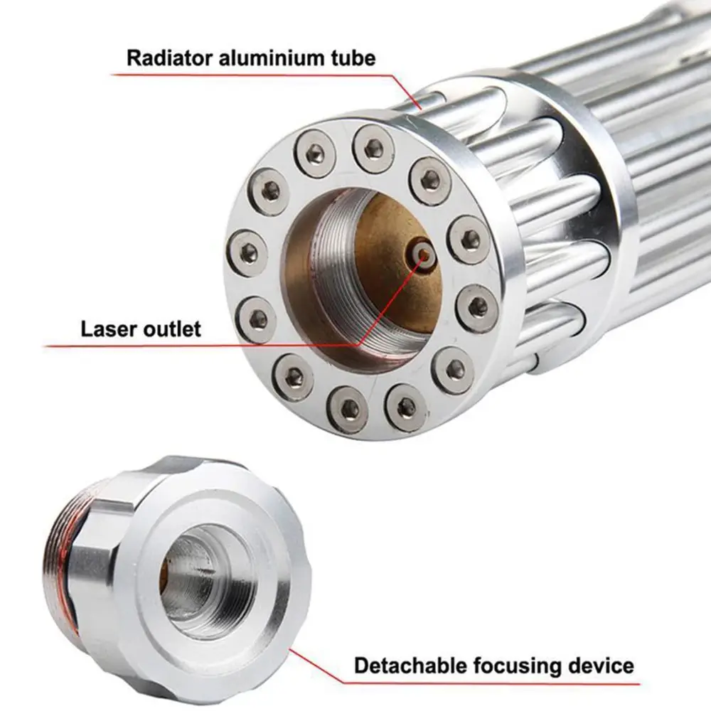 Laser Pointer  1600mW Blue 16340 Compact & 18650 Extended, SKU B017, 1600mw power, 450nm blue laser wavelength, black / silver color, product thumbnail 5